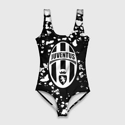 Женский купальник-боди Ювентус белые краски текстура