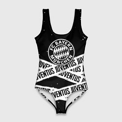 Купальник-боди 3D женский Бавария Мюнхен x Ювентус, цвет: 3D-принт