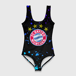Купальник-боди 3D женский Бавария Мюнхен неоновые краски, цвет: 3D-принт
