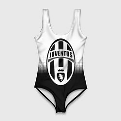 Купальник-боди 3D женский Juventus черно белая геометрия, цвет: 3D-принт