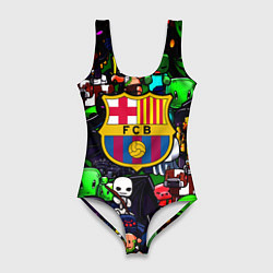 Купальник-боди 3D женский Minecraft x barcelona fc, цвет: 3D-принт