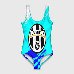 Купальник-боди 3D женский Ювентус краски штрихи текстура, цвет: 3D-принт