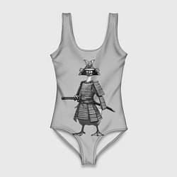 Купальник-боди 3D женский Гусь-самурай с катаной, цвет: 3D-принт