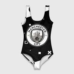Купальник-боди 3D женский Манчестер сити геометрия блэк, цвет: 3D-принт