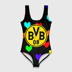 Купальник-боди 3D женский Borussia сердца паттерн, цвет: 3D-принт