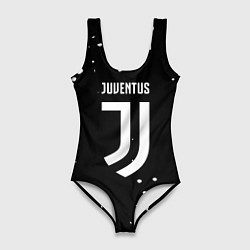 Купальник-боди 3D женский Ювентус белые брызги красок, цвет: 3D-принт