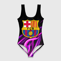 Купальник-боди 3D женский Барселона неоновый огонь текстура, цвет: 3D-принт