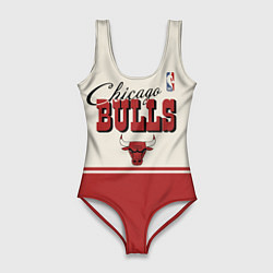 Купальник-боди 3D женский NBA Chicago Bulls vintage, цвет: 3D-принт