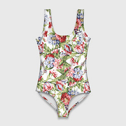 Купальник-боди 3D женский Цветы, цвет: 3D-принт