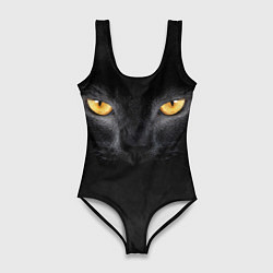 Купальник-боди 3D женский Черная кошка, цвет: 3D-принт