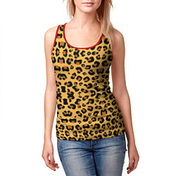 Майка-безрукавка женская Шкура леопарда, цвет: 3D-красный — фото 2