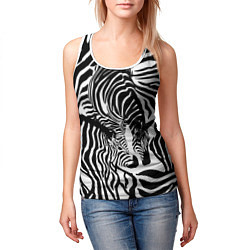 Майка-безрукавка женская Полосатая зебра, цвет: 3D-белый — фото 2
