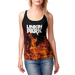 Майка-безрукавка женская Linkin Park: Hell Flame, цвет: 3D-белый — фото 2