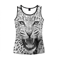 Майка-безрукавка женская Белый леопард, цвет: 3D-черный