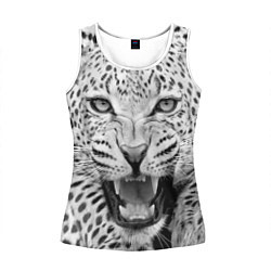 Майка-безрукавка женская Белый леопард, цвет: 3D-белый