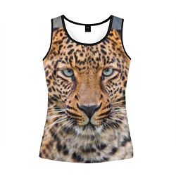 Майка-безрукавка женская Грустный леопард, цвет: 3D-черный