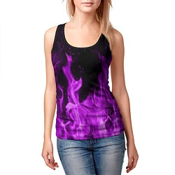 Майка-безрукавка женская Фиолетовый огонь, цвет: 3D-черный — фото 2