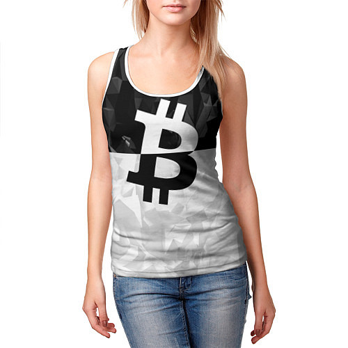 Женская майка без рукавов Bitcoin: Poly Style / 3D-Белый – фото 3