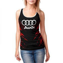 Майка-безрукавка женская Audi: Red Anger, цвет: 3D-белый — фото 2