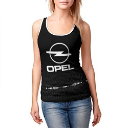 Майка-безрукавка женская Opel: Black Abstract, цвет: 3D-белый — фото 2
