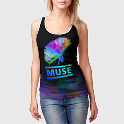 Майка-безрукавка женская Muse: Neon Flower, цвет: 3D-белый — фото 2