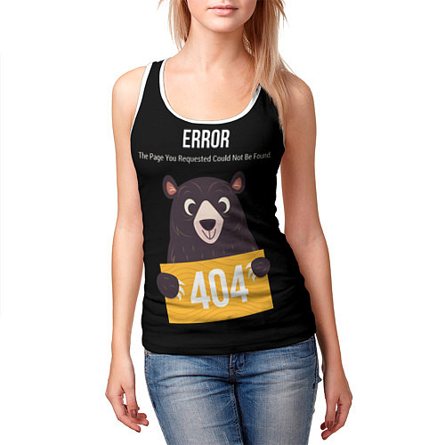 Женская майка без рукавов Error 404: Bear / 3D-Белый – фото 3