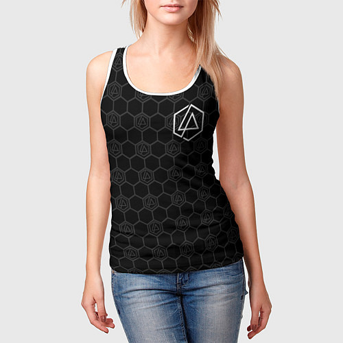 Женская майка без рукавов Linkin Park: Black Carbon / 3D-Белый – фото 3