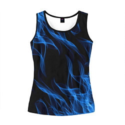 Майка-безрукавка женская BLUE FIRE FLAME, цвет: 3D-черный