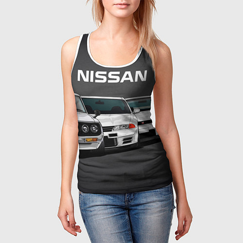 Женская майка без рукавов NISSAN / 3D-Белый – фото 3