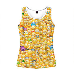 Майка-безрукавка женская Смайлики Emoji, цвет: 3D-белый