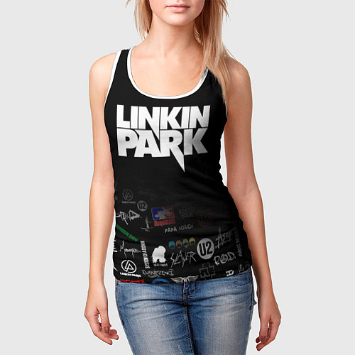 Женская майка без рукавов LINKIN PARK / 3D-Белый – фото 3