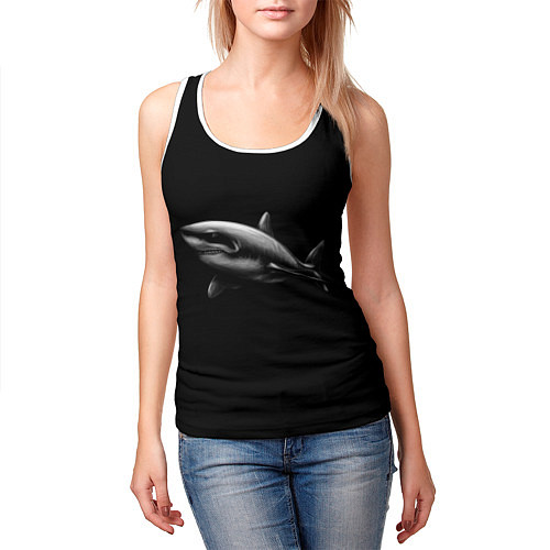 Женская майка без рукавов Акула / 3D-Белый – фото 3