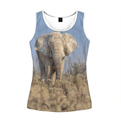 Майка-безрукавка женская Африканский белый слон, цвет: 3D-белый