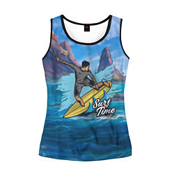 Майка-безрукавка женская Серфинг Surf, цвет: 3D-черный