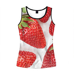Майка-безрукавка женская Strawberries, цвет: 3D-черный