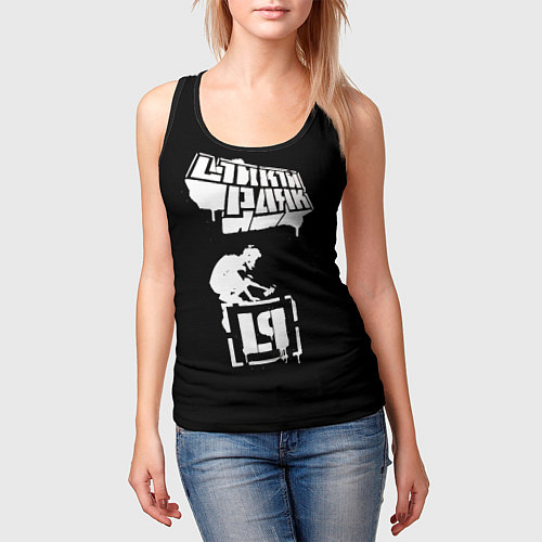 Женская майка без рукавов Linkin Park белой краской / 3D-Черный – фото 3