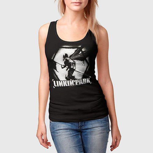 Женская майка без рукавов Linkin Park рисунок баллончиком / 3D-Черный – фото 3