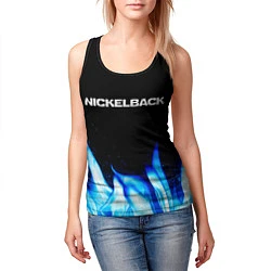 Майка-безрукавка женская Nickelback blue fire, цвет: 3D-черный — фото 2