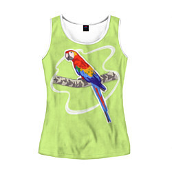 Майка-безрукавка женская Яркий попугай Ара, цвет: 3D-белый