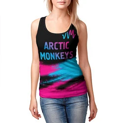 Майка-безрукавка женская Arctic Monkeys - neon gradient: символ сверху, цвет: 3D-черный — фото 2