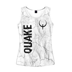 Майка-безрукавка женская Quake glitch на светлом фоне: надпись, символ, цвет: 3D-белый