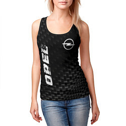 Майка-безрукавка женская Opel карбоновый фон, цвет: 3D-черный — фото 2