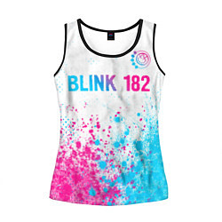 Майка-безрукавка женская Blink 182 neon gradient style: символ сверху, цвет: 3D-черный