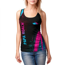 Майка-безрукавка женская Papa Roach - neon gradient: надпись, символ, цвет: 3D-черный — фото 2