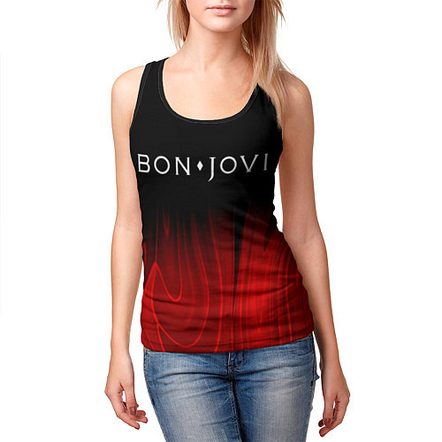 Женская майка без рукавов Bon Jovi red plasma / 3D-Черный – фото 3