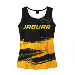 Майка-безрукавка женская Jaguar - gold gradient: символ сверху, цвет: 3D-черный