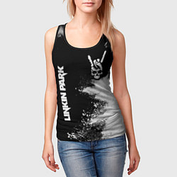 Майка-безрукавка женская Linkin Park и рок символ на темном фоне, цвет: 3D-черный — фото 2