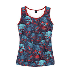 Майка-безрукавка женская Monster skulls pattern, цвет: 3D-красный