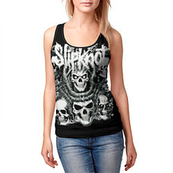 Майка-безрукавка женская Slipknot и черепушки, цвет: 3D-черный — фото 2