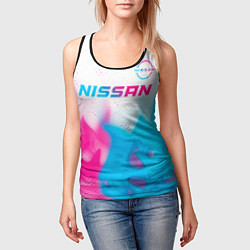 Майка-безрукавка женская Nissan neon gradient style посередине, цвет: 3D-черный — фото 2